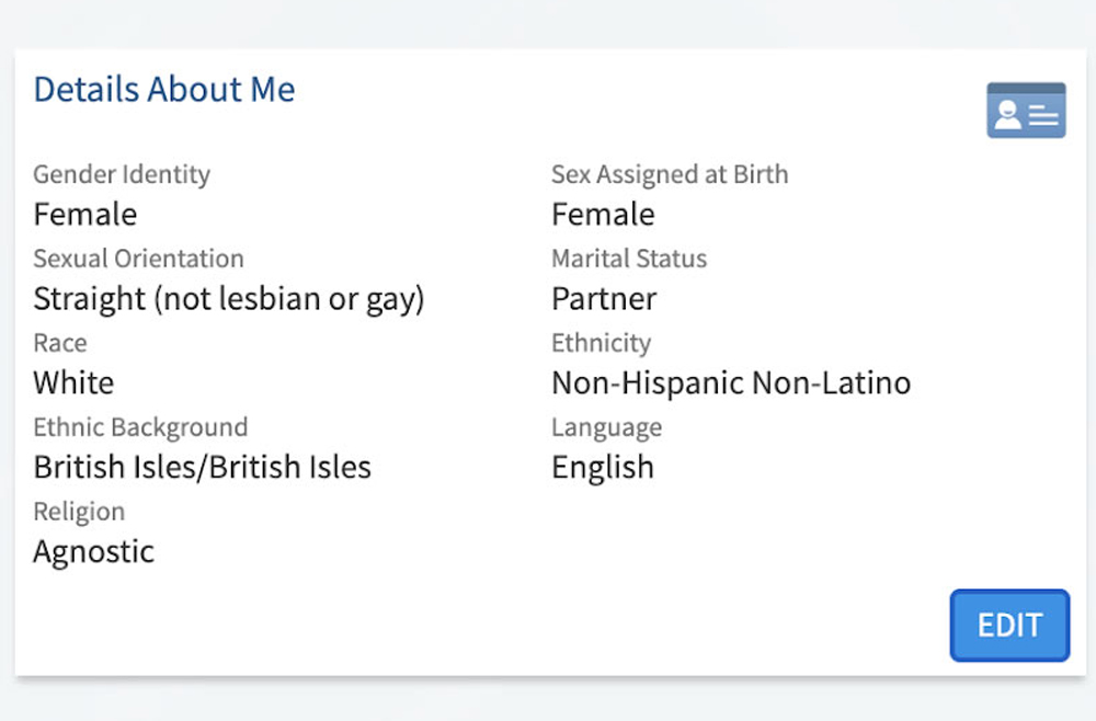 Update sexual orientation and gender identity data in myPennMedicine by editing your Details About Me information